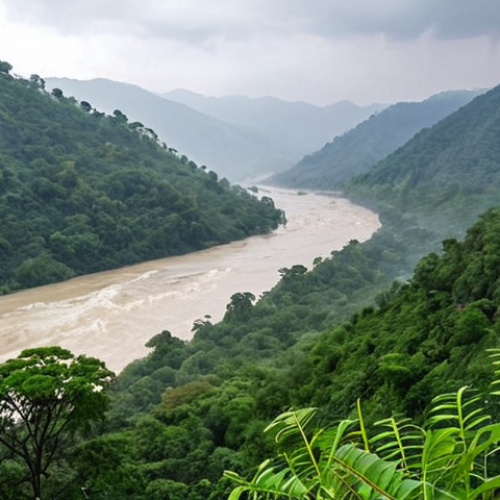 Home 5 **
A scenic view of Rishikesh during the monsoon season. Rolling green hills with mist hanging low, a river flowing through the valley. In the distance, a glimpse of a spa resort nestled among the trees. Focus on the peaceful and budget-friendly aspect of traveling during the off-season.
**