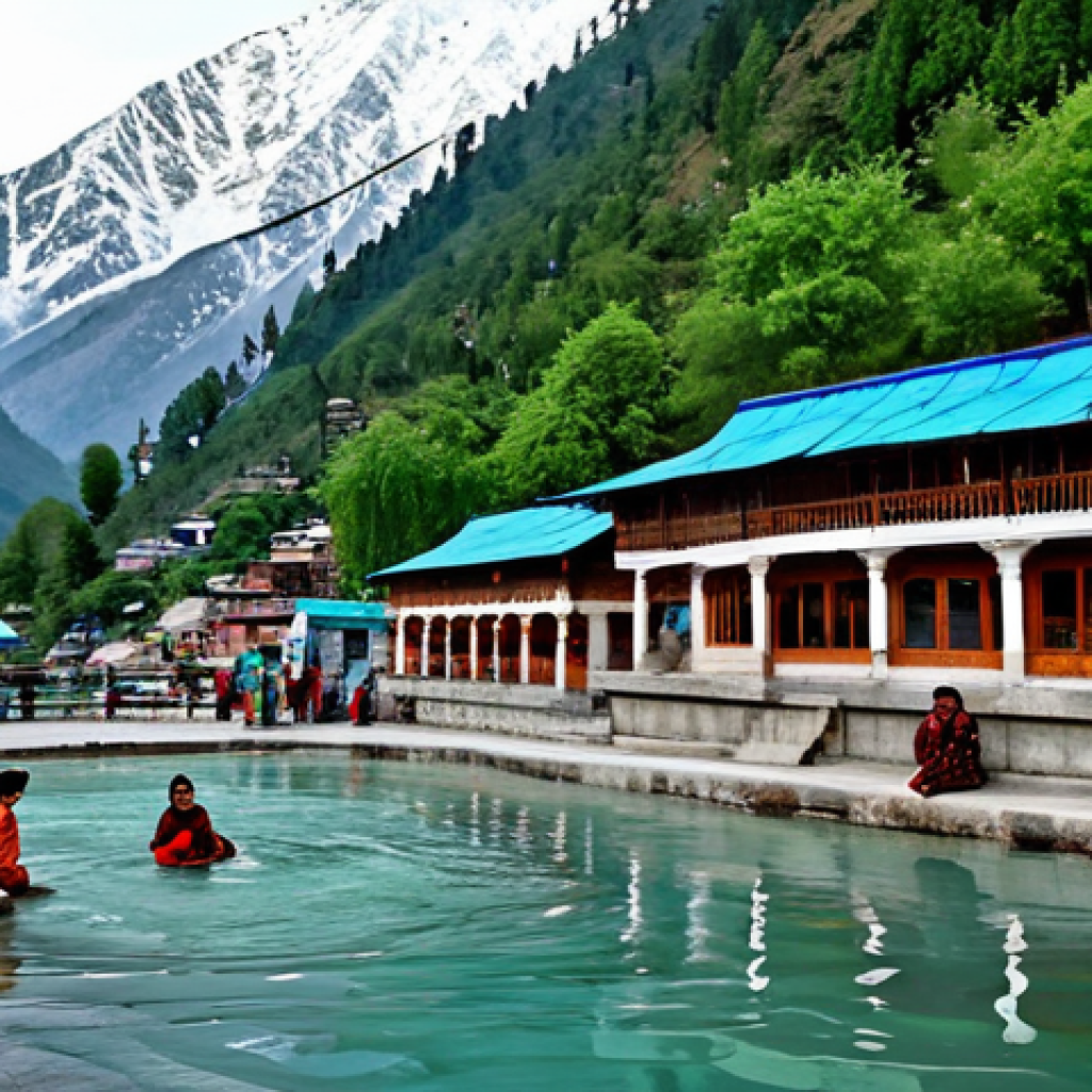 **

"A serene scene of Manikaran Hot Springs in Himachal Pradesh, India. Focus on the natural beauty: snow-capped mountains in the background, lush greenery, and the steaming hot springs. A fully clothed family is modestly enjoying the warm water. Safe for work, appropriate content, professional photography, perfect anatomy, natural proportions, family-friendly."

**