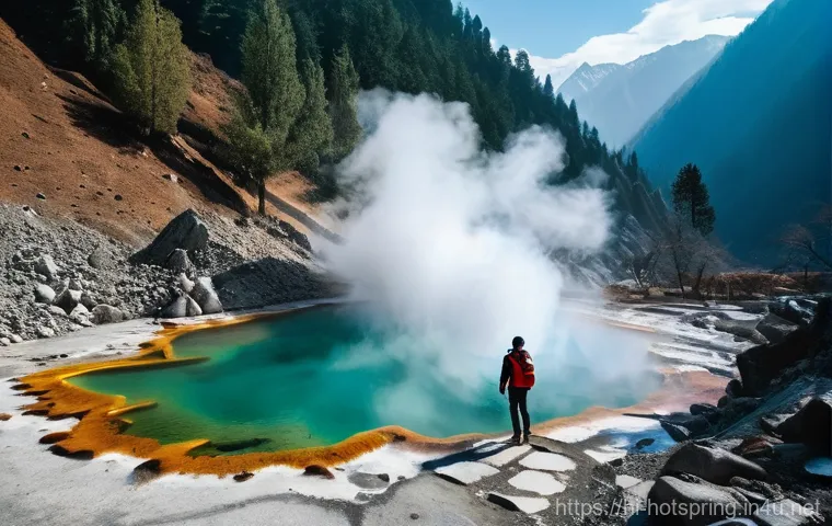 온천과 여행 준비물 - **Prompt:** A traveler preparing for a hot spring adventure in a cozy mountain guesthouse. A young a...
