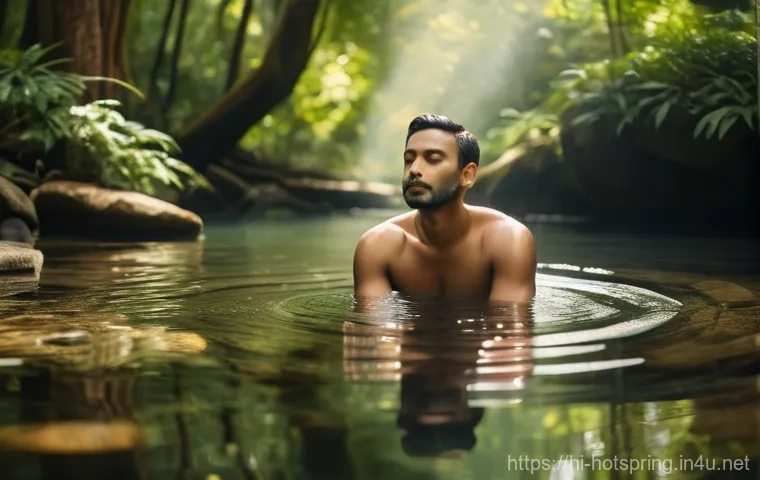 온천과 남성 건강 - Prompt 1: Serene Hot Spring Relaxation for Mental Clarity**