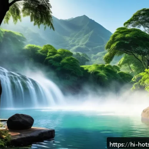 Home 33 온천 마을 탐방 - A serene Indian onsen village scene in the lush green hills of Sopara, Maharashtra, featuring natura...